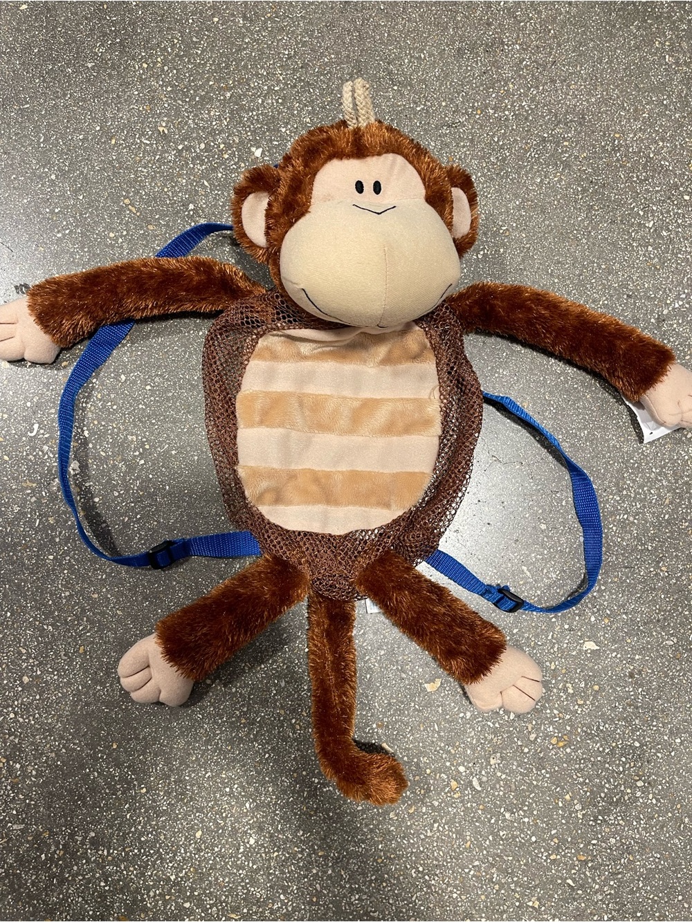 Stephen Joseph- Plush Monkey Backpack with Brown Mesh.